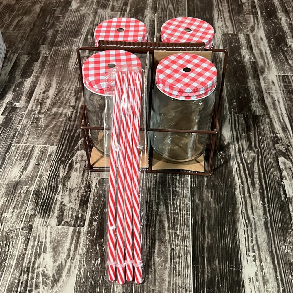 Artland Gingham Glass and Caddy Set - Picture 8 of 14